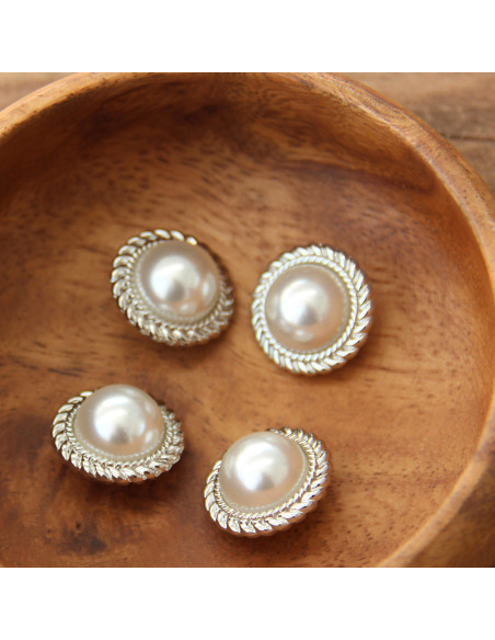 Set de 4 boutons Perle 21 mm - Argent