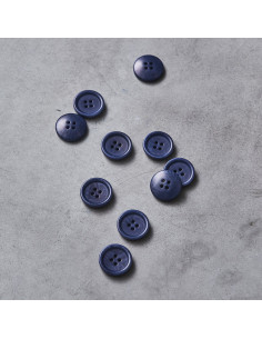 Bouton corozo bord arrondi - Bleu lapis