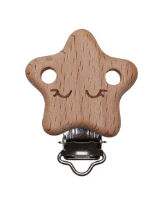 Clip attache tétine en bois - Etoile