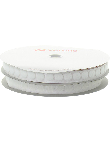 Pastilles VELCRO® Brand blanches - Rouleau de 25 m - Ø 19 mm