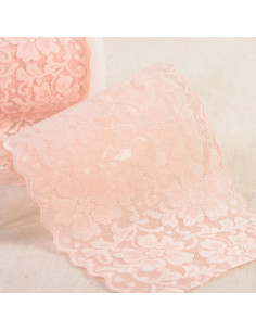Dentelle élastique fleurs - Saumon