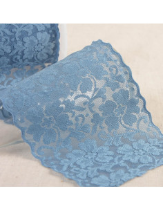 Dentelle élastique fleurs - Bleu lavande