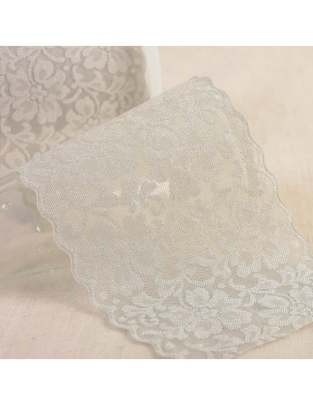 Dentelle élastique fleurs - Gris moyen
