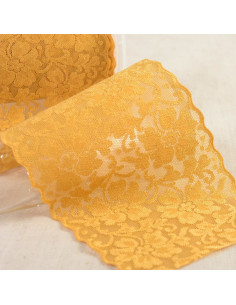 Dentelle élastique fleurs - Moutarde