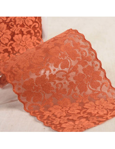 Dentelle élastique fleurs - Rouille