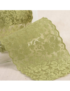 Dentelle élastique fleurs - Kaki