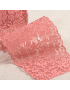 Dentelle élastique fleurs - Vieux rose