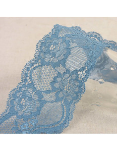 Dentelle élastique roses - Bleu lavande