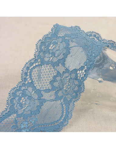 Dentelle élastique roses - Bleu lavande