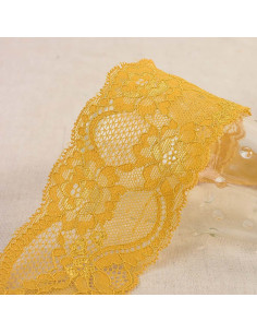 Dentelle élastique roses - Moutarde