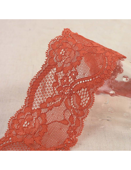 Dentelle élastique roses - Rouille