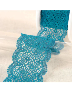 Dentelle élastique entre deux - Bleu canard