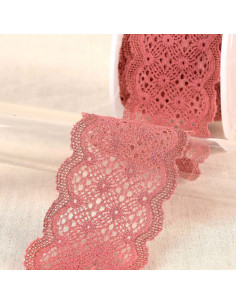 Dentelle élastique entre deux - Vieux rose