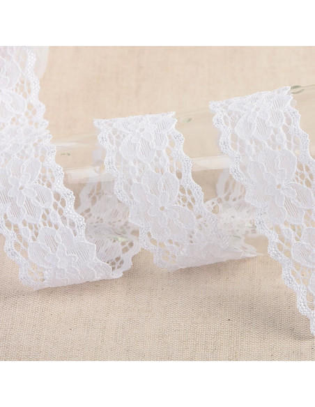Dentelle élastique Hellébore - Blanc