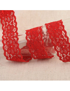Dentelle élastique Hellébore - Rouge