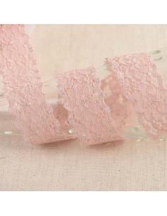Dentelle élastique Hellébore - Saumon