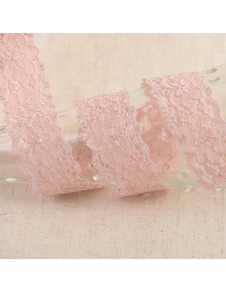 Dentelle élastique Hellébore - Saumon