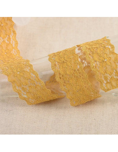 Dentelle élastique Hellébore - Moutarde