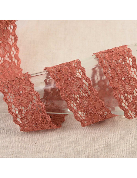 Dentelle élastique Hellébore - Rouille