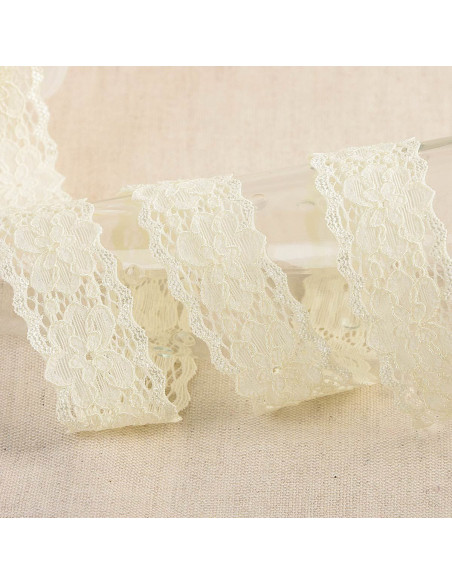 Dentelle élastique Hellébore - Écru