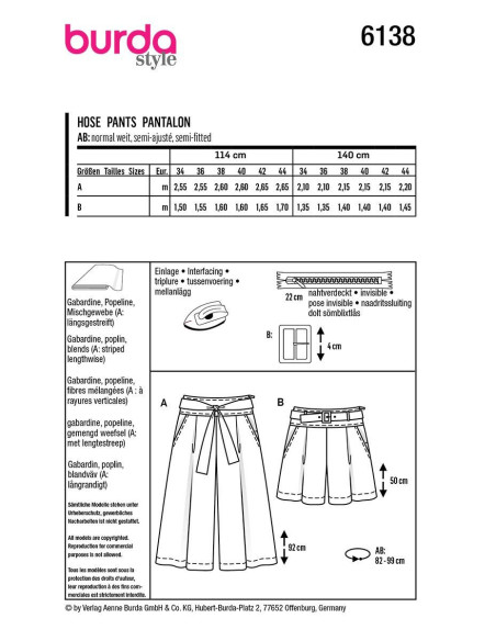Patron de jupe-culotte - Burda 6138