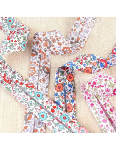 Biais fleurs - Gris clair 2