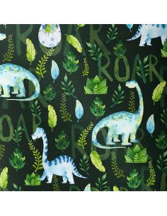 Tissu coton deluxe BIO - Dinosaures roar
