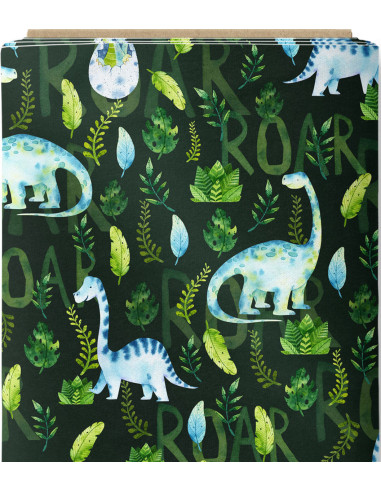 Tissu coton deluxe BIO - Dinosaures roar