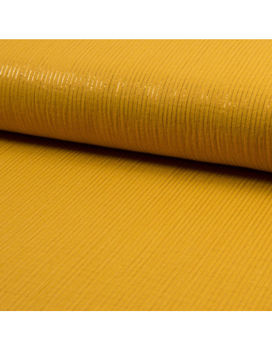 Tissu double gaze de coton lurex - Moutarde