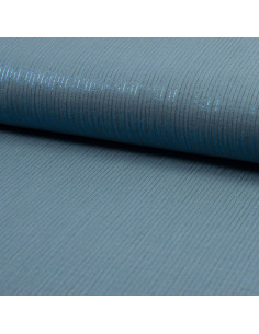 Tissu double gaze de coton lurex - Bleu jeans