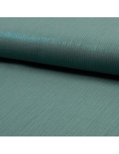 Tissu double gaze de coton lurex - Vert de gris