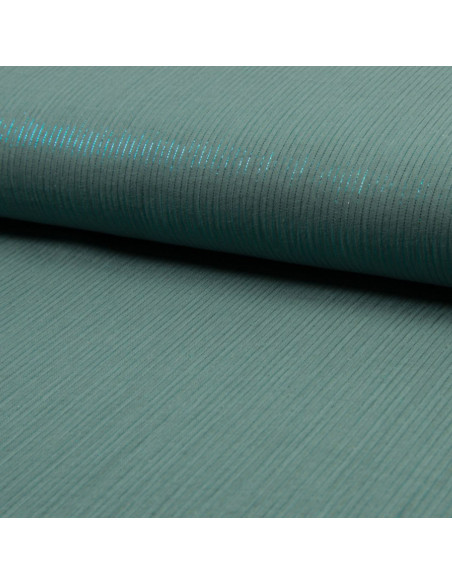 Tissu double gaze de coton lurex - Vert de gris