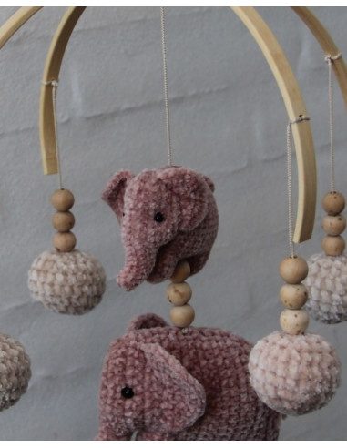 Mobile en bambou pour bébé - 2 demi-cercles