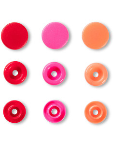 Set de 30 boutons pression Color Snaps 12,4 mm - Rouge, rose et pêche 2