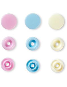 Set de 30 boutons pression Color Snaps 12,4 mm - Rose, bleu clair et blanc cassé 2
