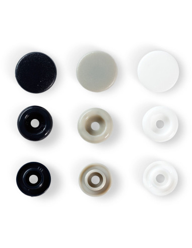 Set de 30 boutons pression Color Snaps 12,4 mm - Marine, gris et blanc