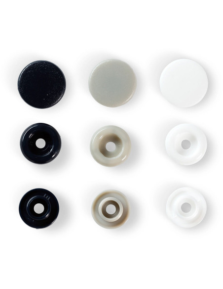 Set de 30 boutons pression Color Snaps 12,4 mm - Marine, gris et blanc