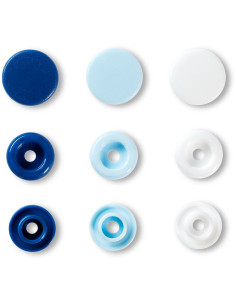 Set de 30 boutons pression Color Snaps 12,4 mm - Bleu, blanc et bleu clair 2