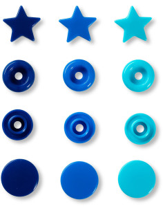 Set de 30 boutons pression Color Snaps Étoiles 12,4 mm - Bleu, turquoise et encre 2