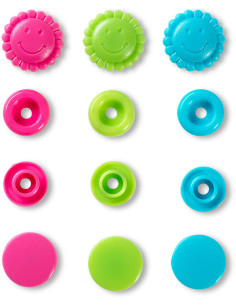 Set de 21 boutons pression Color Snaps Fleurs 13,6 mm -Turquoise, vert et fuchsia 2