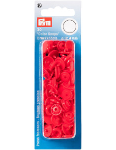 Set de 30 boutons pression Color Snaps 12,4 mm - Rouge vif
