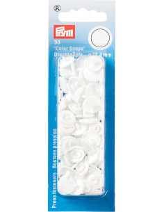 Set de 30 boutons pression Color Snaps 12,4 mm - Blanc
