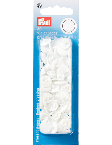 Set de 30 boutons pression Color Snaps 12,4 mm - Blanc