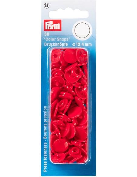Set de 30 boutons pression Color Snaps 12,4 mm - Rouge