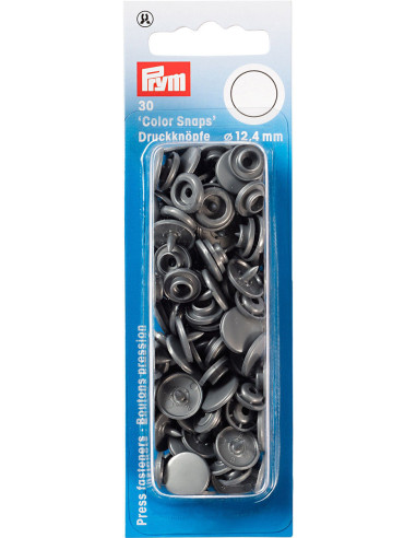Set de 30 boutons pression Color Snaps 12,4 mm - Gris argent