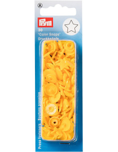 Set de 30 boutons pression Color Snaps Étoiles 12,4 mm - Jaune