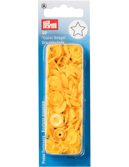 Set de 30 boutons pression Color Snaps Étoiles 12,4 mm - Jaune