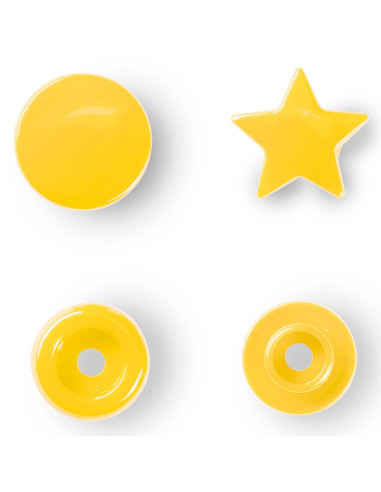 Set de 30 boutons pression Color Snaps Étoiles 12,4 mm - Jaune