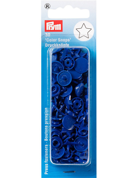 Set de 30 boutons pression Color Snaps Étoiles 12,4 mm - Bleu royal