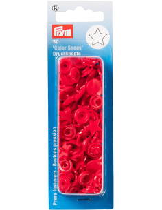 Set de 30 boutons pression Color Snaps Étoiles 12,4 mm - Rouge
